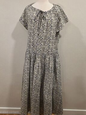 Apiece Apart Black Floral Cotton Midi Dress